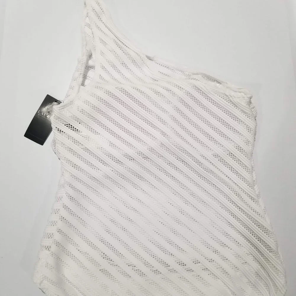 Lauren Ralph Lauren Ottoman Mesh One Shoulder One-Piece Size 14 - Picture 8 of 14